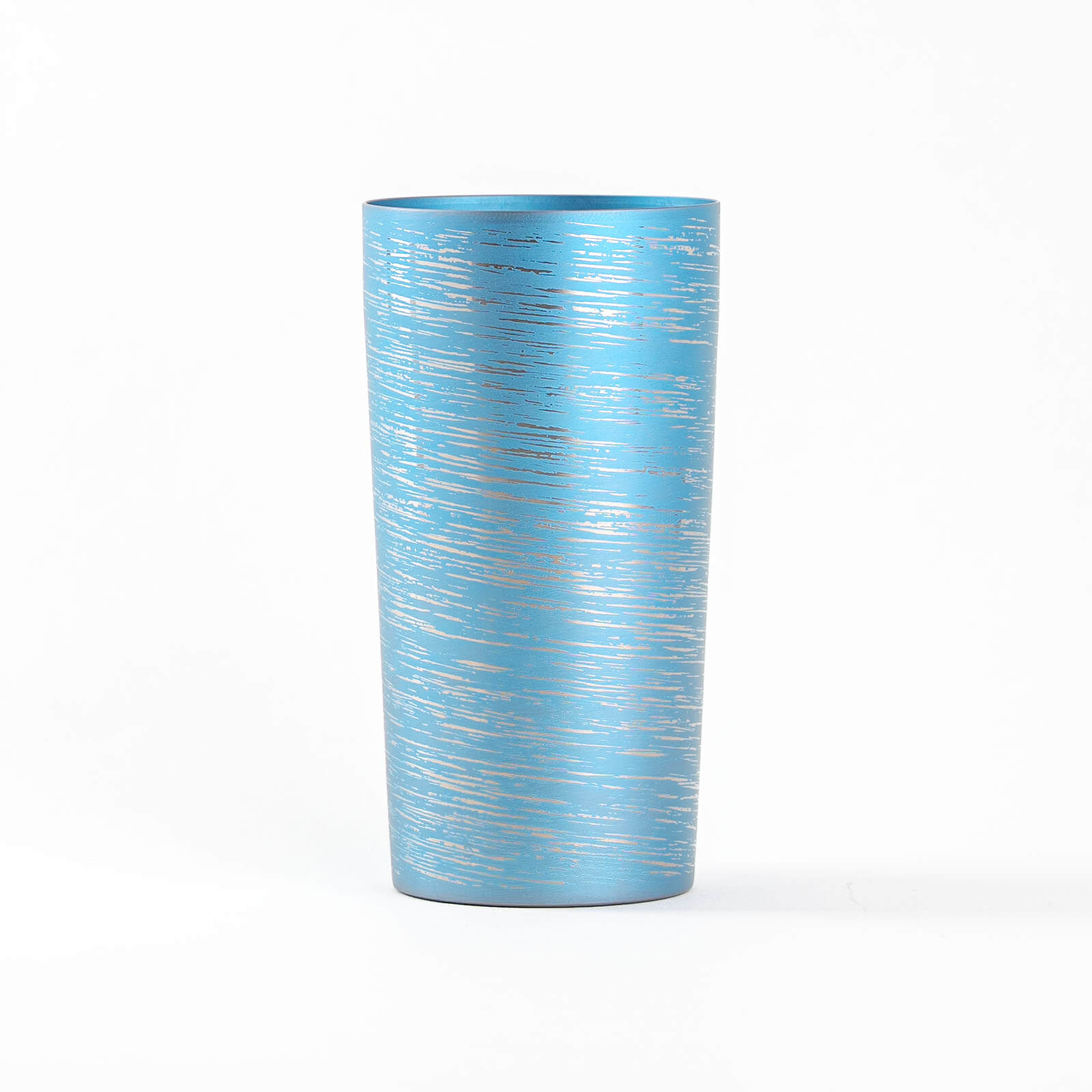 Double-walled titanium tumbler 350ml blue, front view, HORIE Shirakaba Series