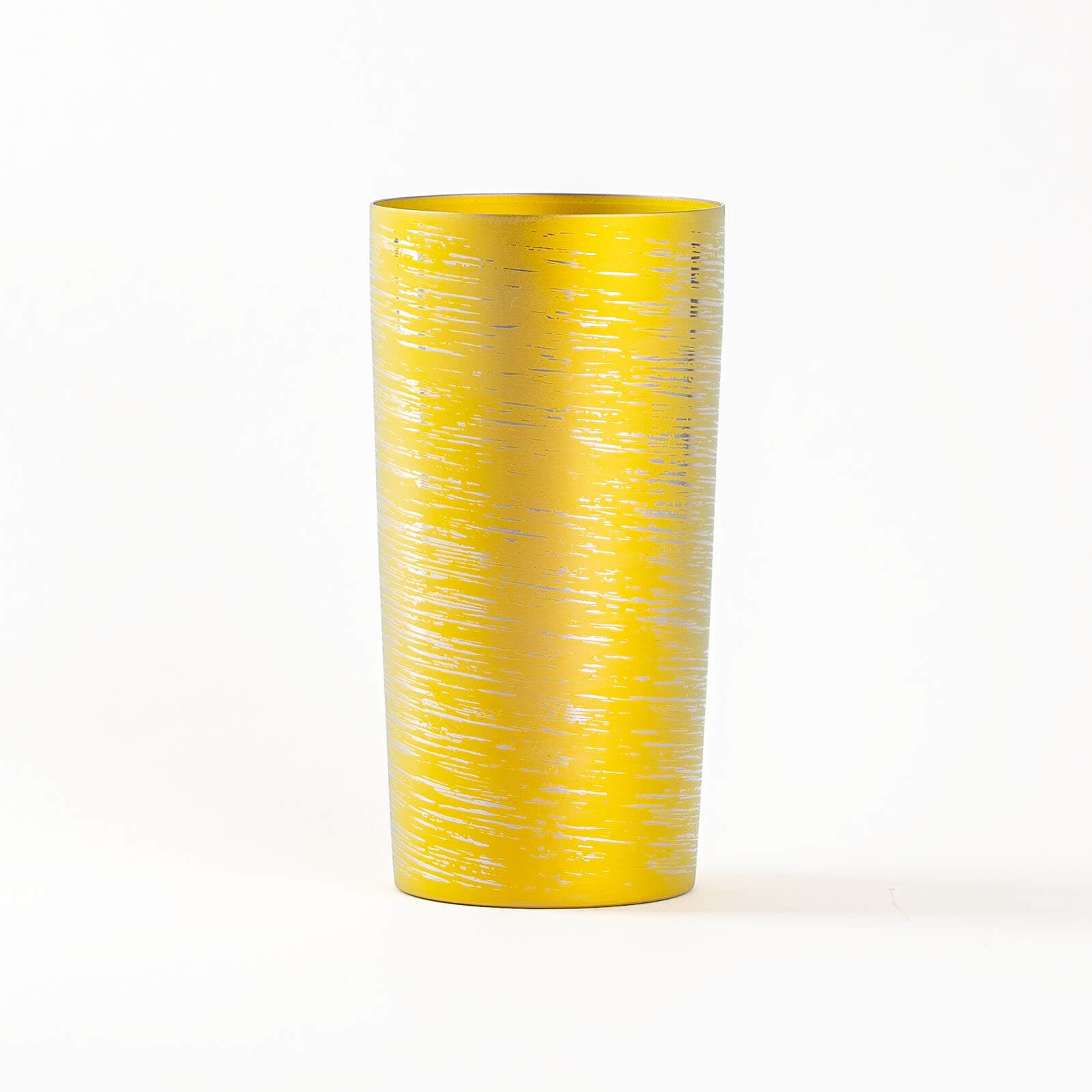 Double-walled titanium tumbler 350ml gold, front view, HORIE Shirakaba Series