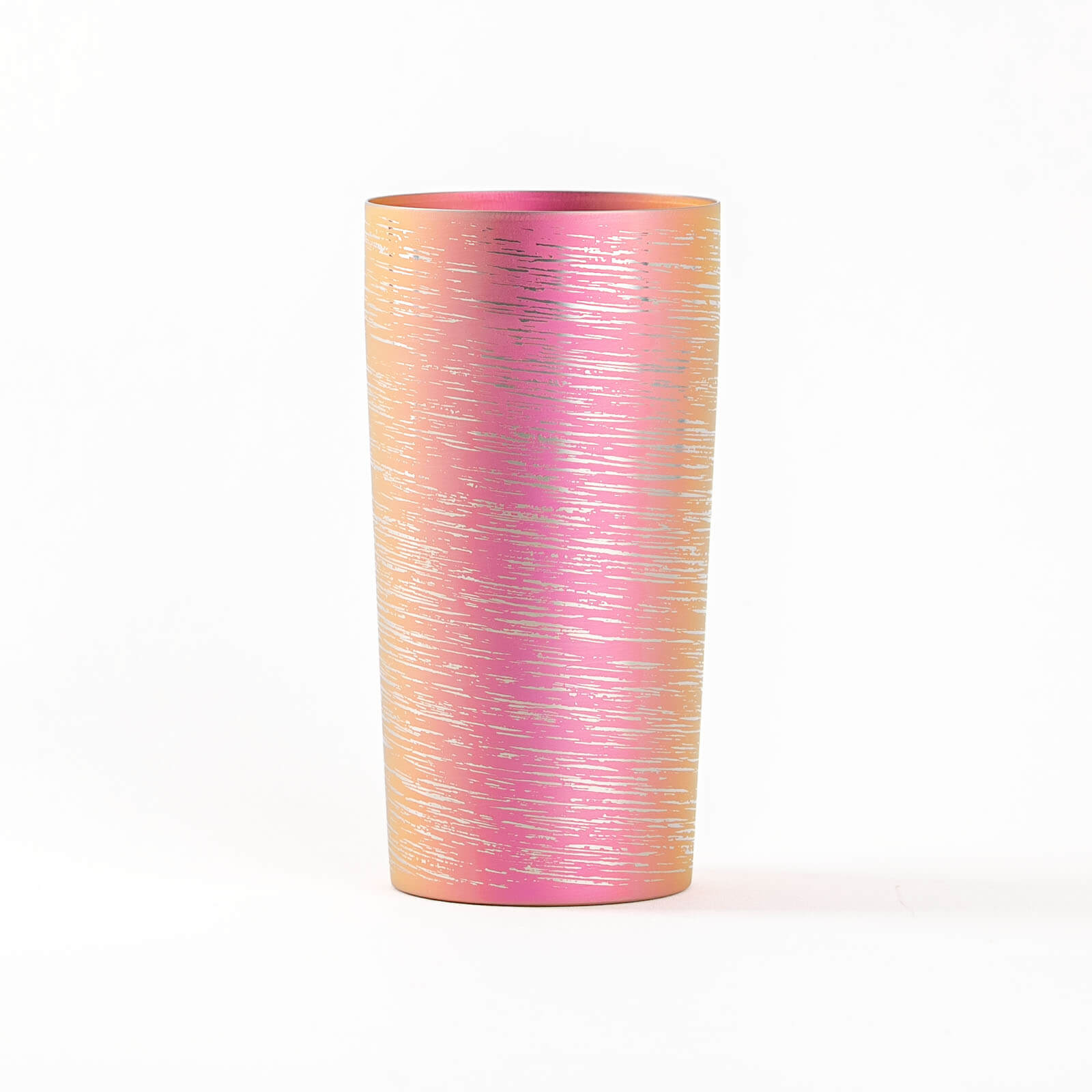 Double-walled titanium tumbler 350ml pink, front view, HORIE Shirakaba Series