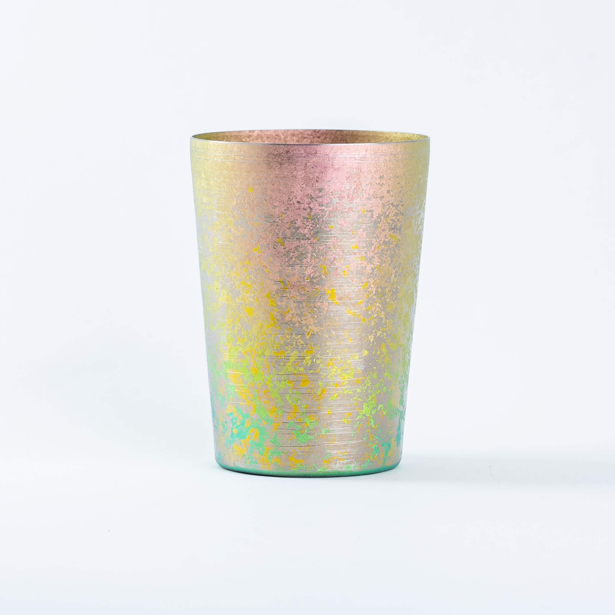 Front view of HORIE Taiko pink pure titanium double-wall tumbler, 400ml