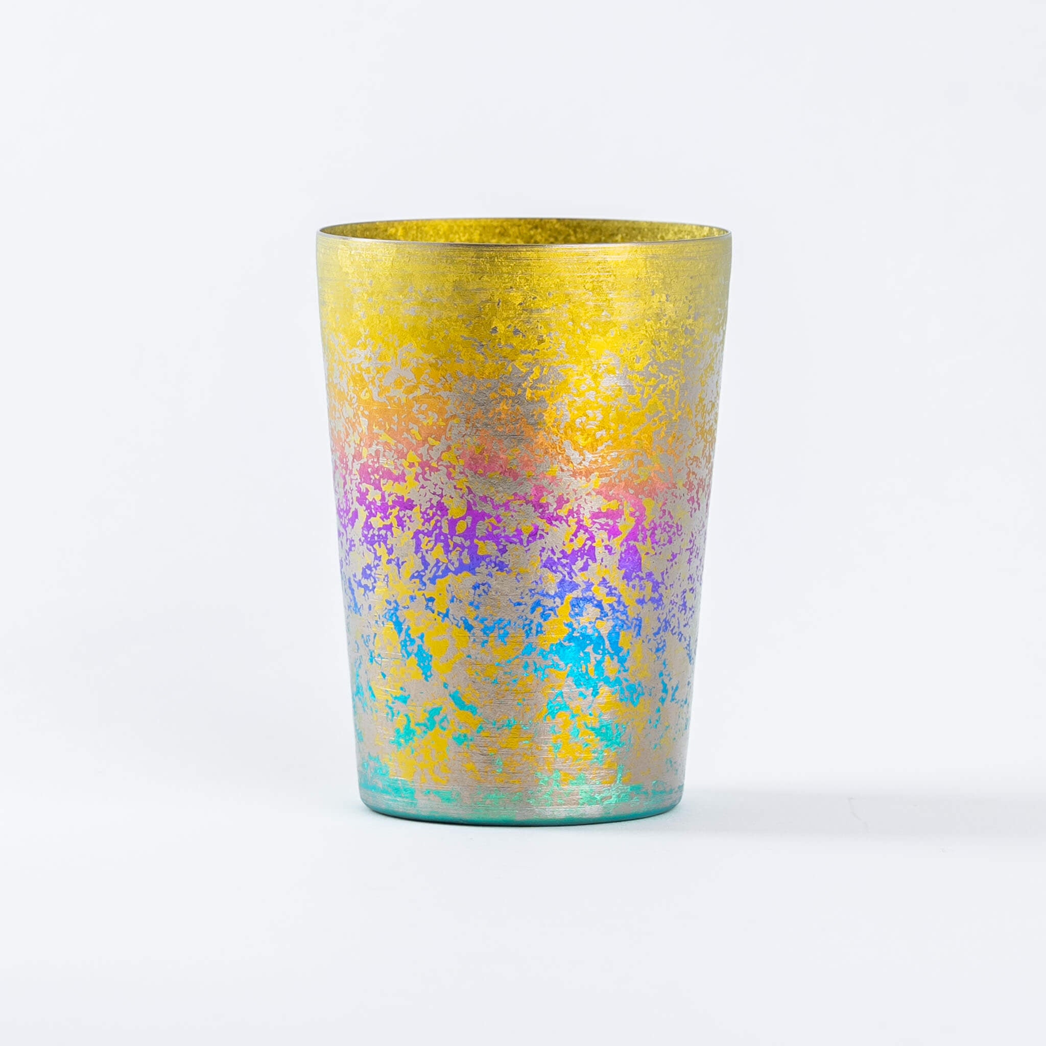 Front view of HORIE Taiko rainbow pure titanium double-wall tumbler, 400ml