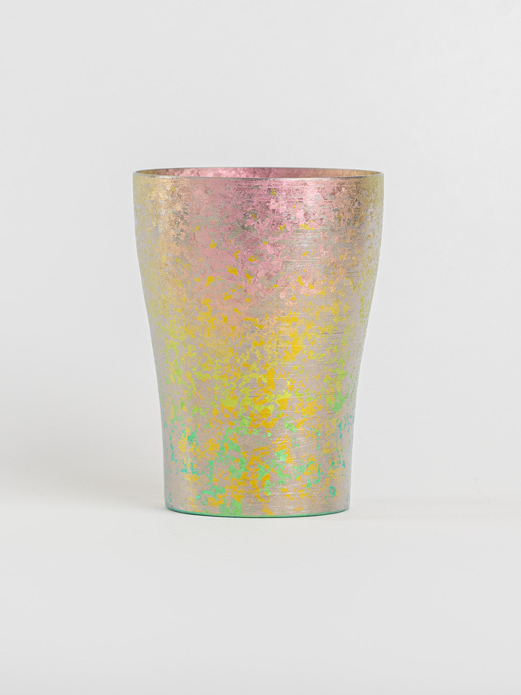 Pink titanium tumbler by HORIE, 250ml Taiko Series, front view