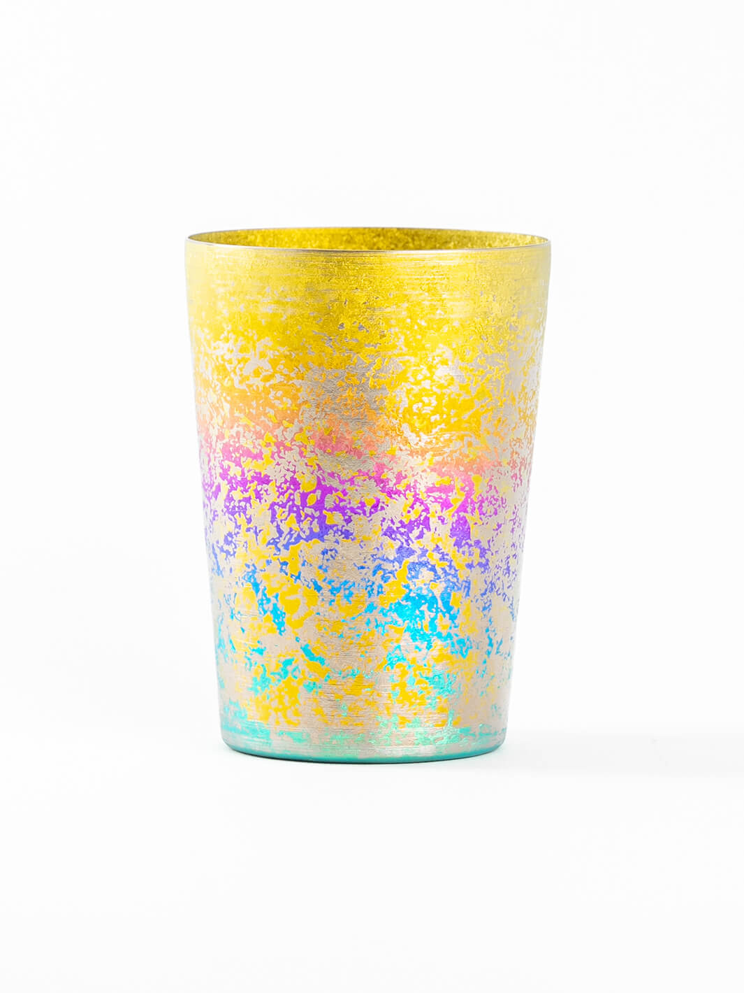 HORIE Taiko Series rainbow titanium tumbler, front view