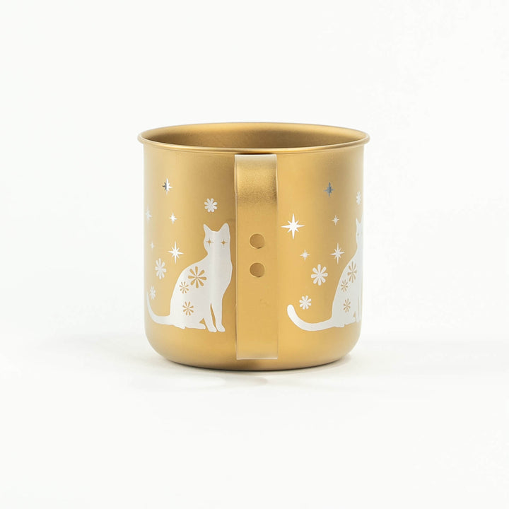 Angled view of HORIE titanium mug design