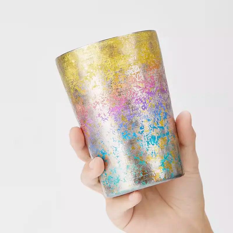 HORIE Titanium Rainbow Series Double-Walled Tumbler - Rainbow Finish, 350ml, Lightweight and Insulated