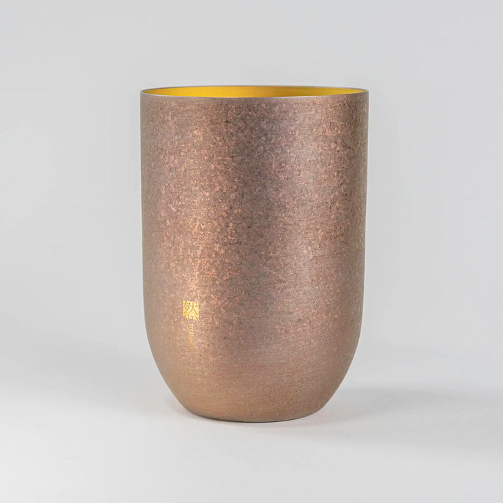 Front view of the HORIE Zen Series 400ml Double-Walled Titanium Tumbler in gold, showcasing its sleek and elegant design.