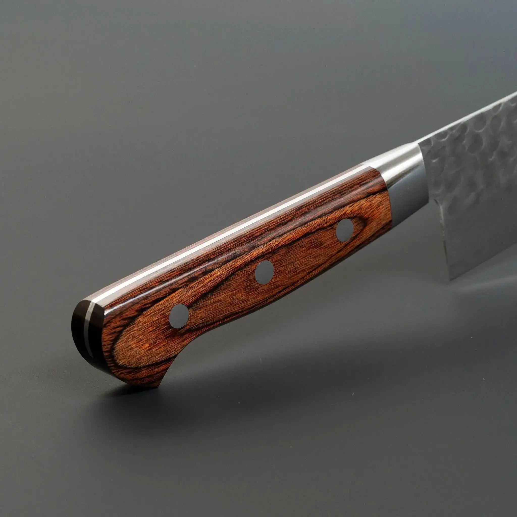 Jikko Damascus VG10 Stain Resistant Steel Gyuto Knife Handle Side View