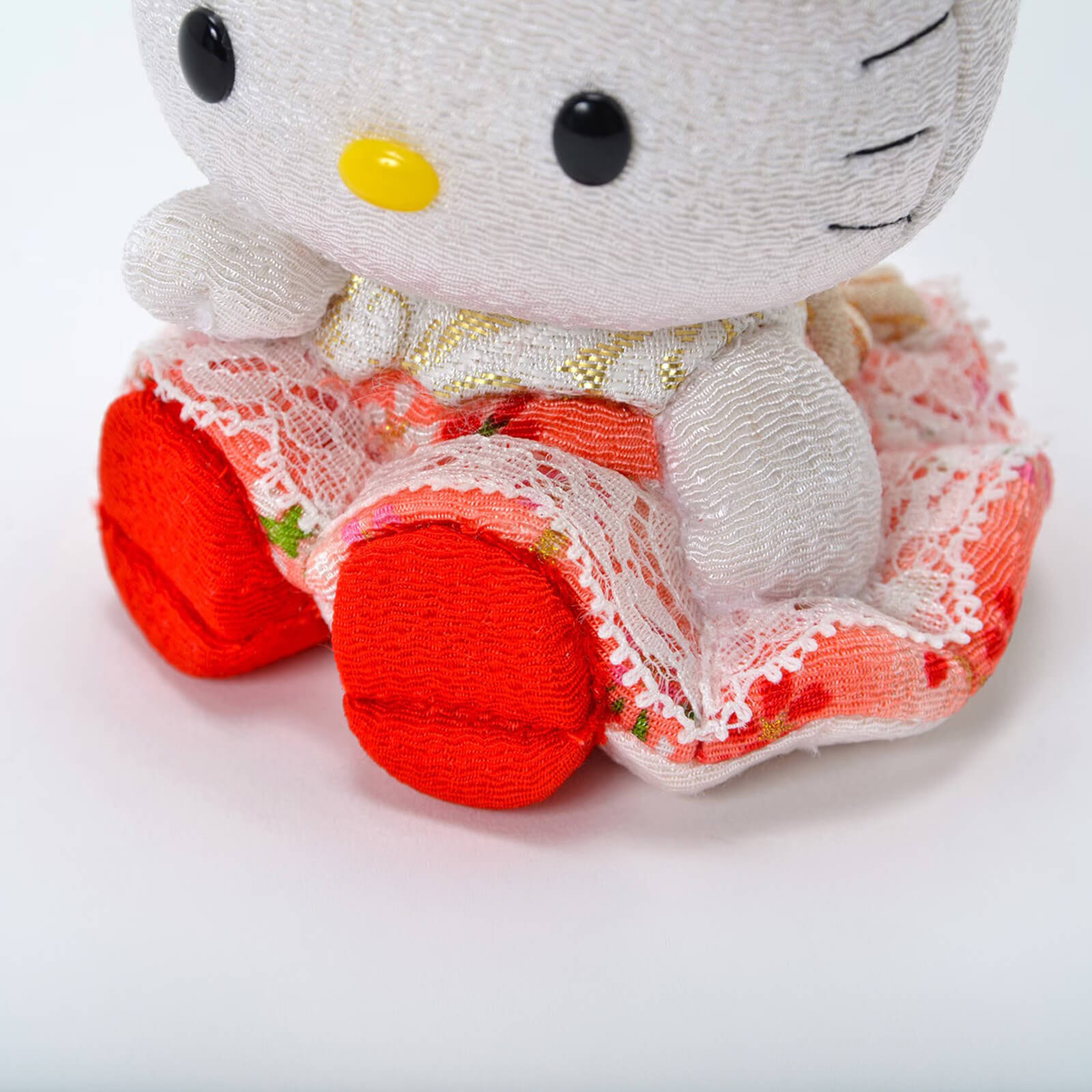 Red Lace Kimono Fabric Detail Edo Kimekomi Technique - kyotolux