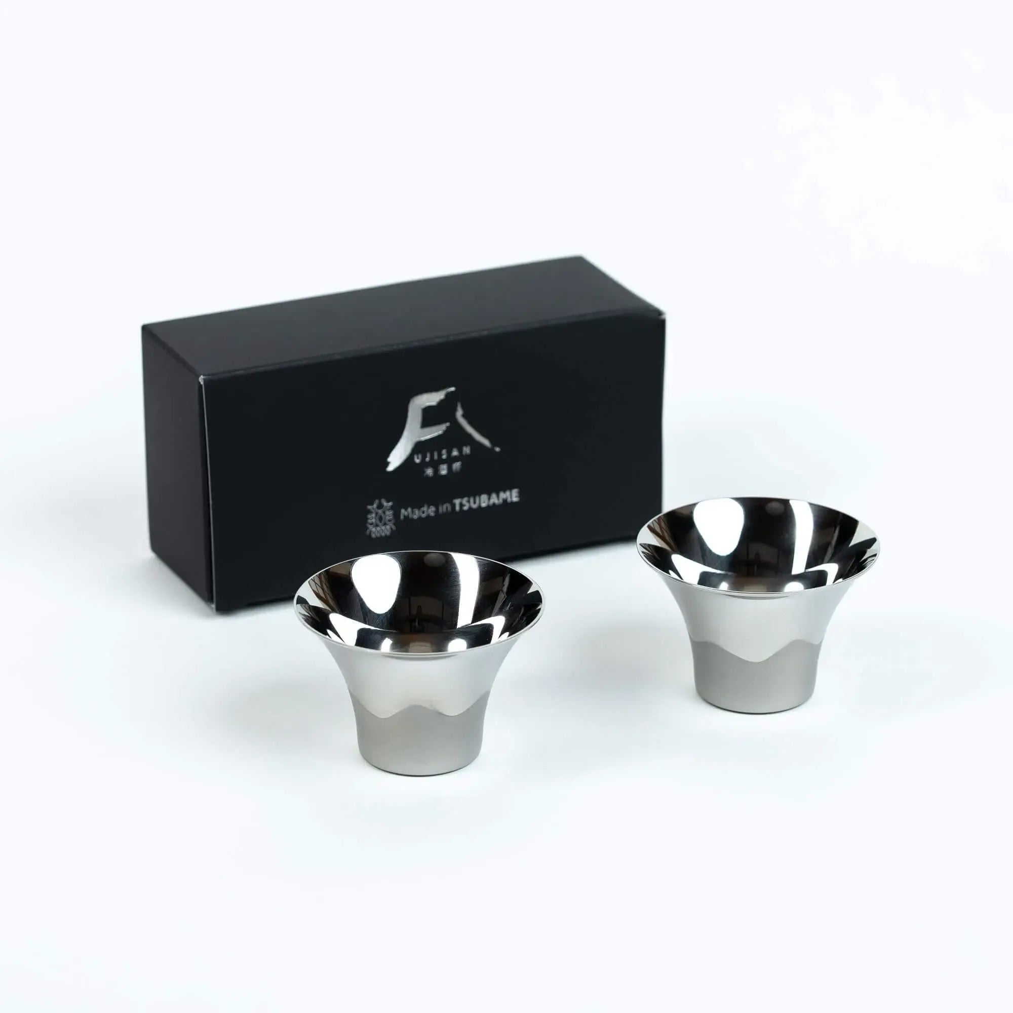 Fuji Sake Cup Set of 2 - Stainless Steel Gold and Silver - KyotoLux