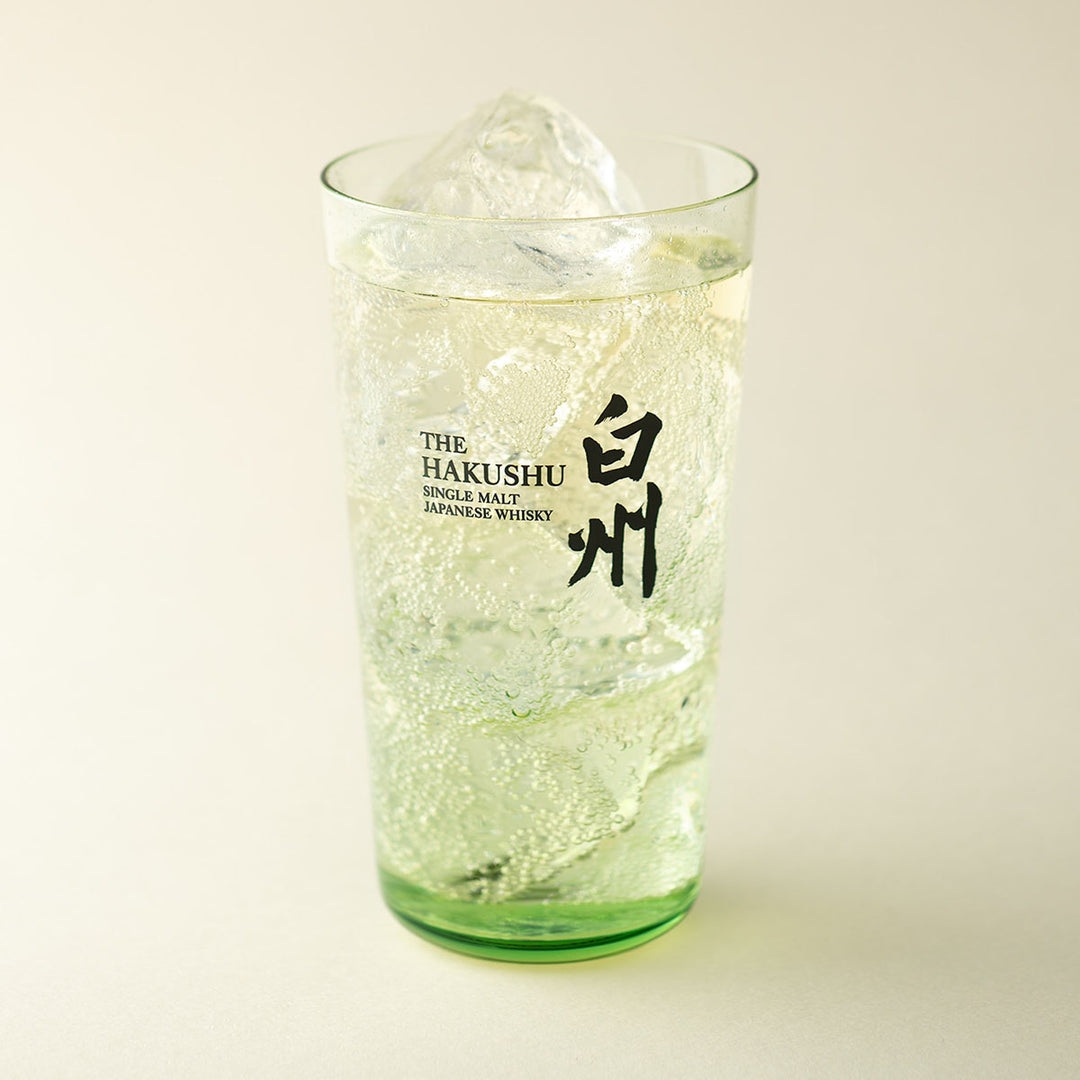 Suntory Hakushu Thin-Walled Tumbler filled with whiskey, 340ml