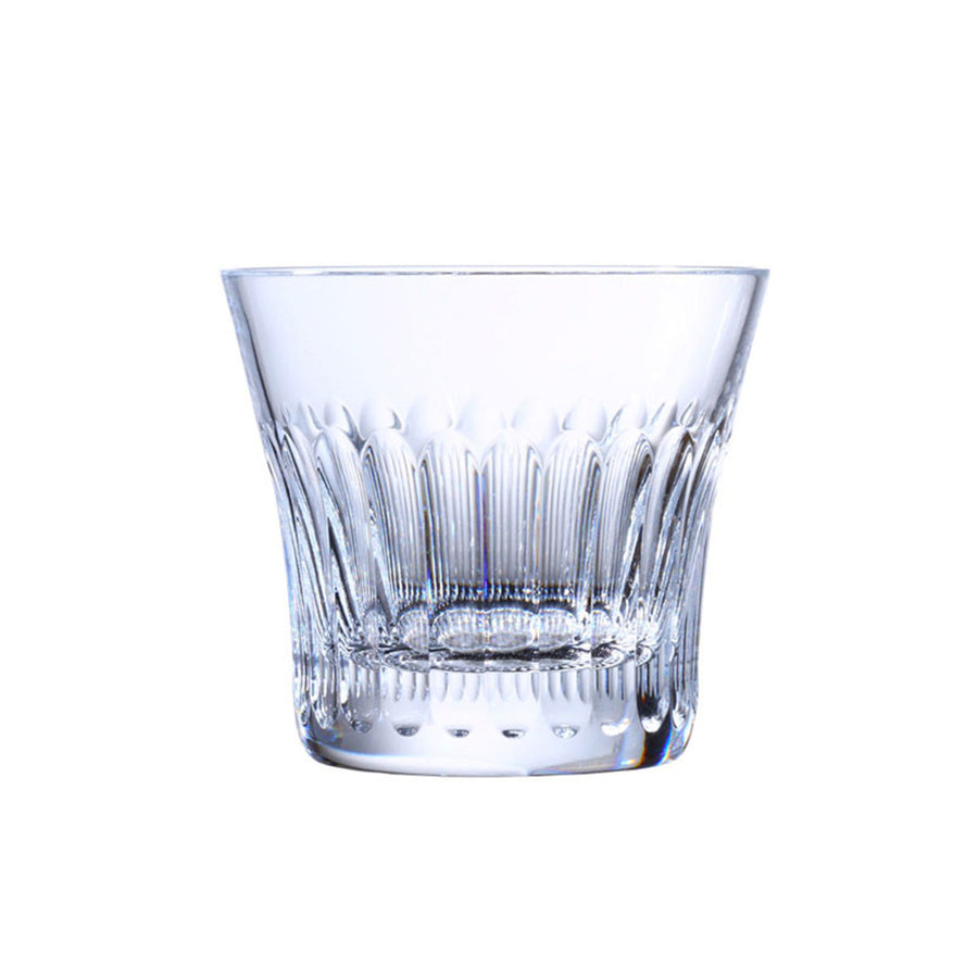 Front view of Suntory Hibiki × Baccarat Rocks Glass with 24-cut design