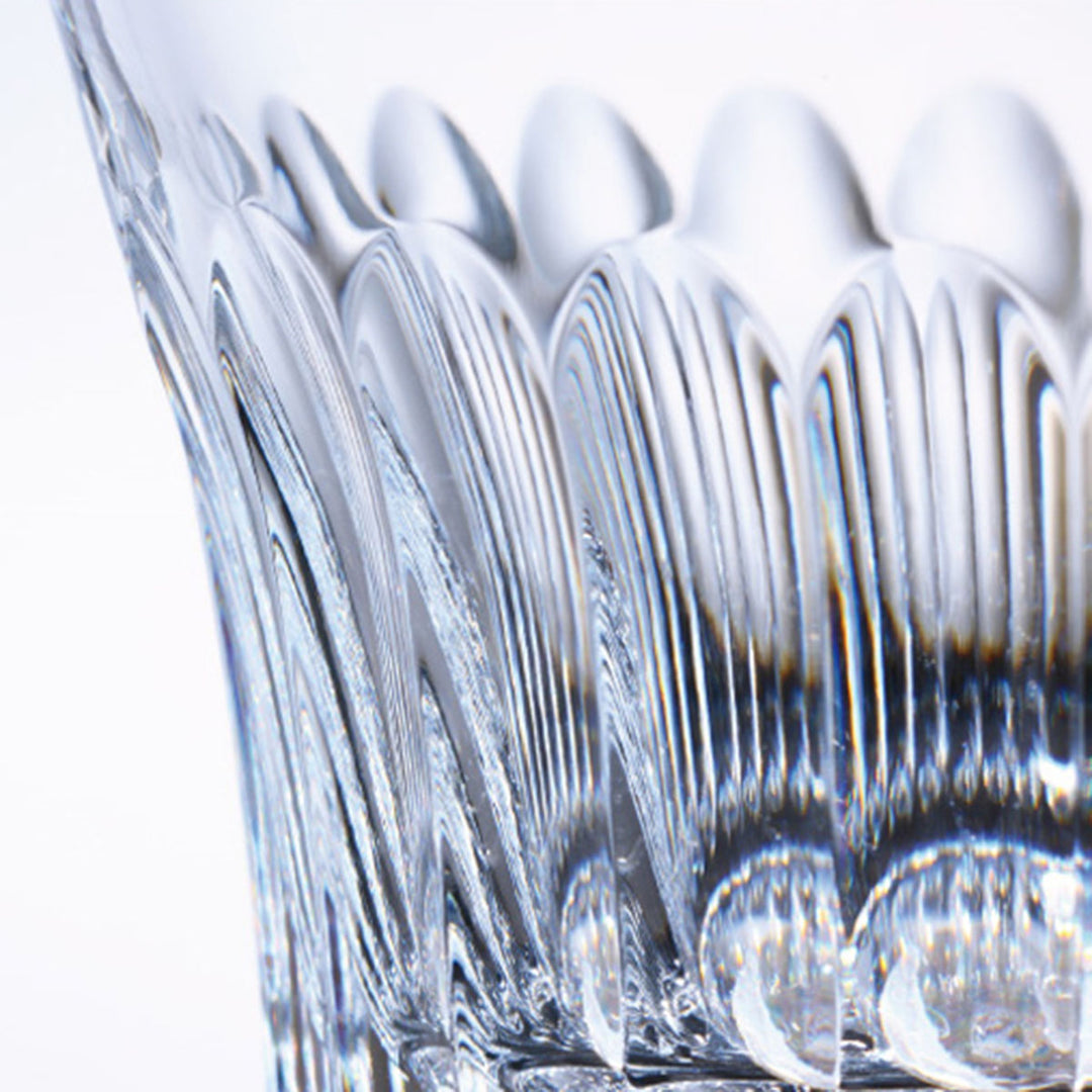 Side view of Suntory Hibiki × Baccarat Rocks Glass with crystal design