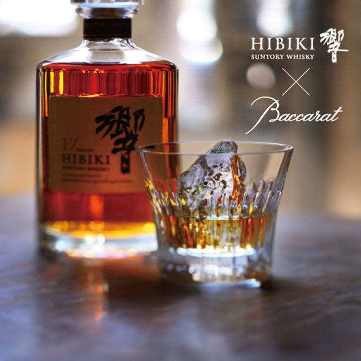 Suntory Hibiki × Baccarat Rocks Glass filled with ice and whiskey