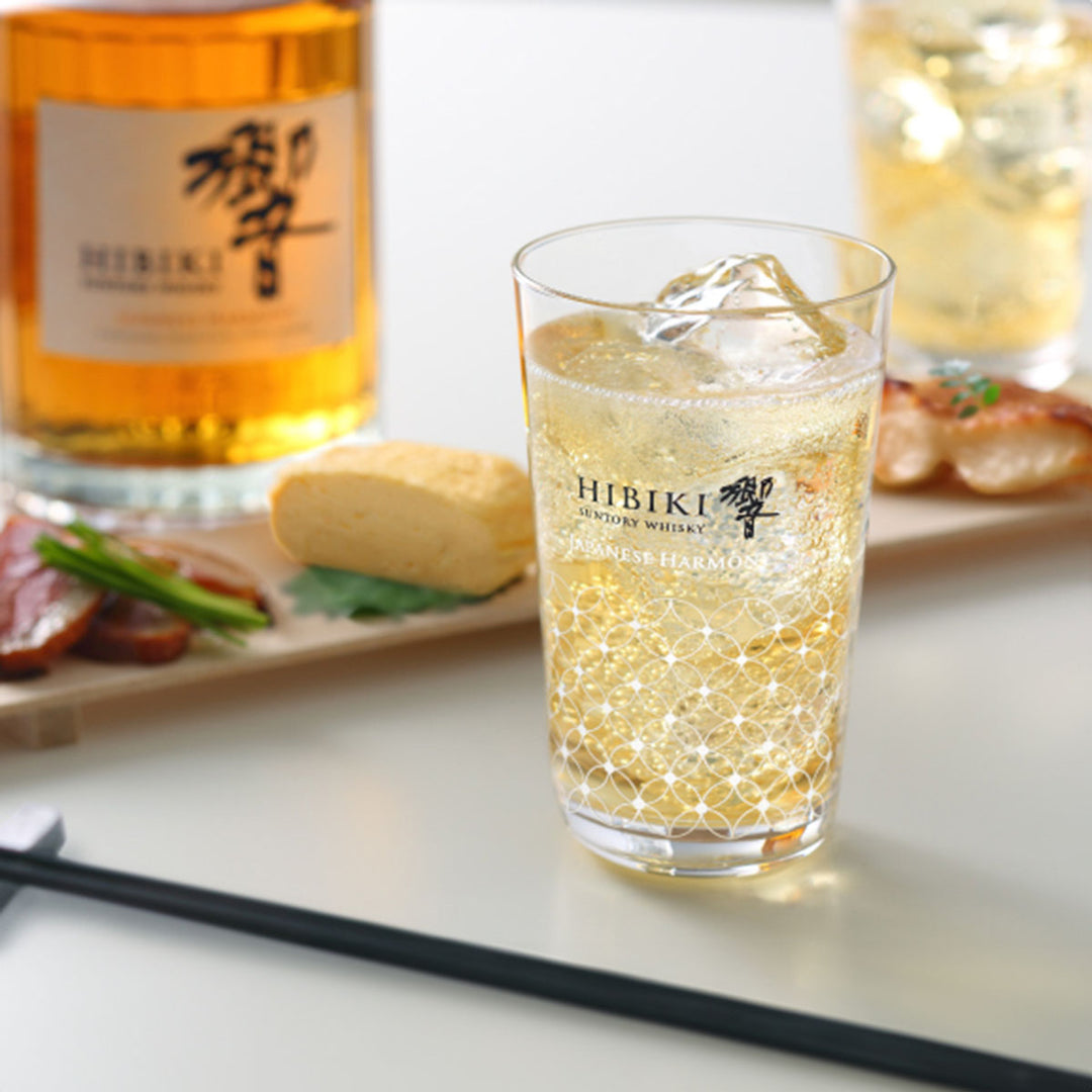 Suntory Hibiki Thin-Walled Tumbler - 340ml in use, pouring whiskey