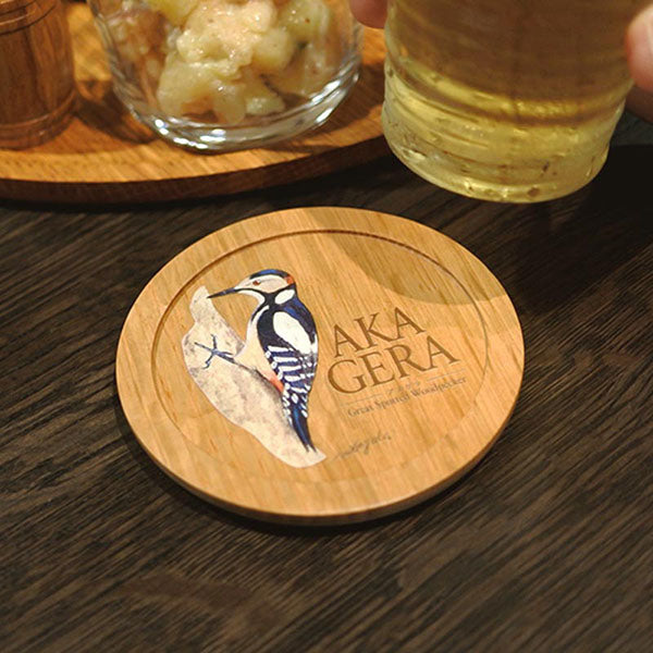 Suntory Whisky Barrel Oak Coaster – Akagera Bird Design