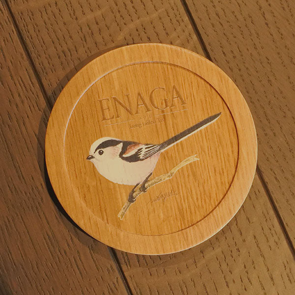 Suntory Whisky Barrel Oak Coaster – Long-tailed Tit Design