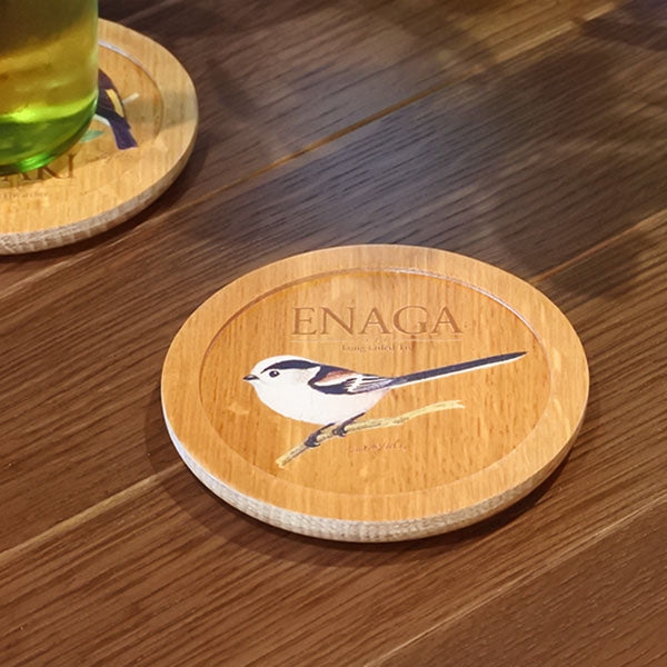 Suntory Whisky Barrel Oak Coaster – Long-tailed Tit Design