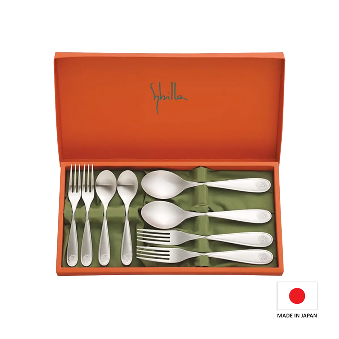 SYBILLA 8-Piece Spoon and Fork Set - High-Quality Japanese-Made Stainless Steel Cutlery