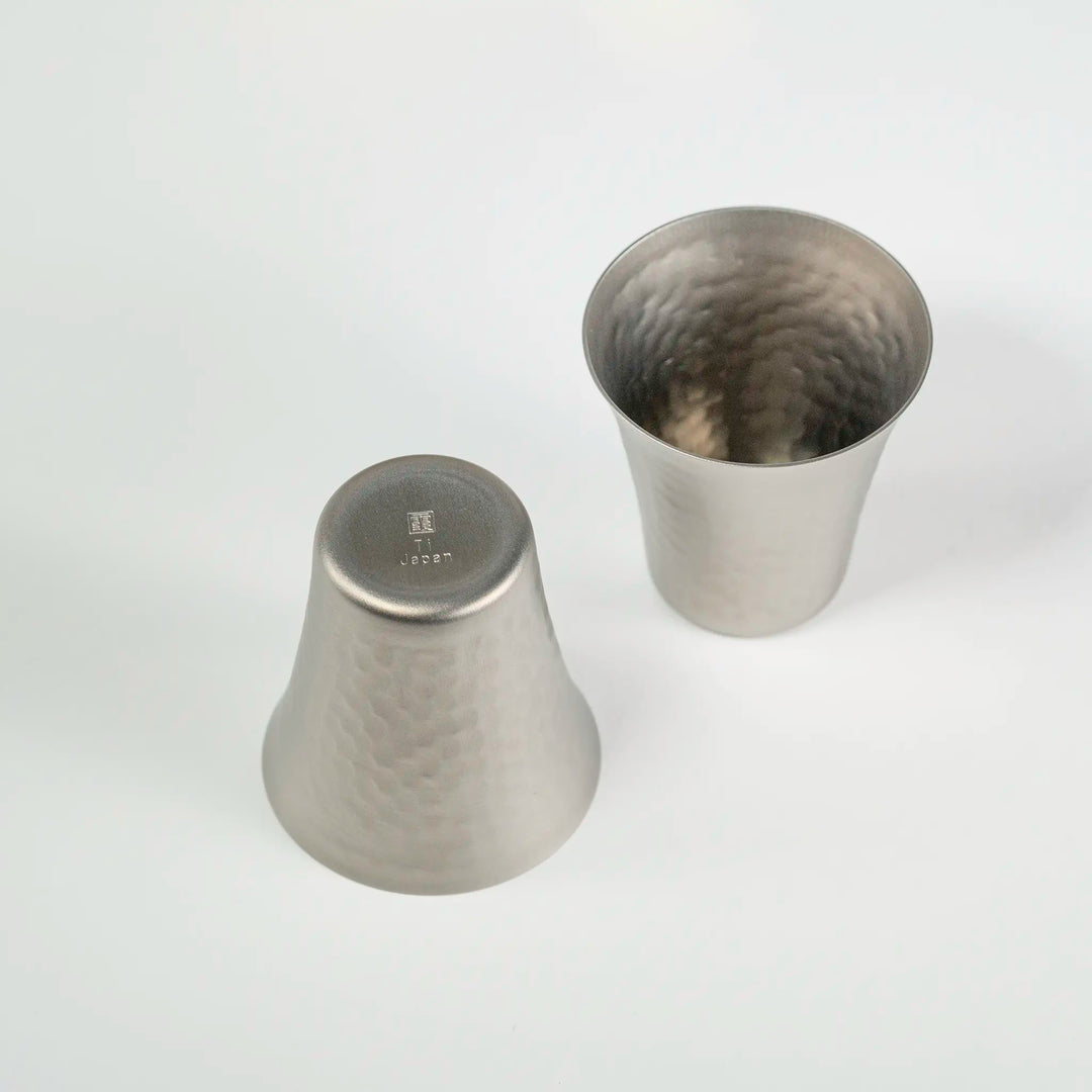 Inside view of Titanium Sake Cup set