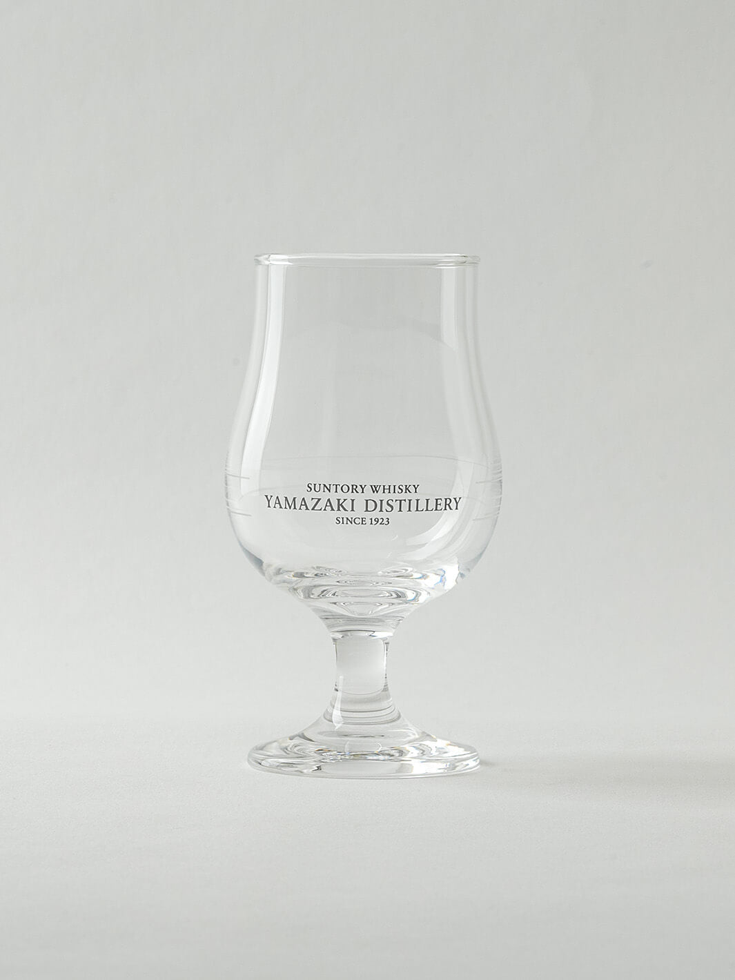 Empty Yamazaki whiskey tasting glass, Japanese tulip-shaped glass