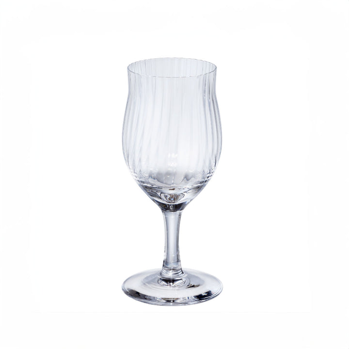 Front view of Suntory Yamazaki × Takeo Kikuchi Fragrance Enjoyment Glass - 90ml, showcasing the elegant striped pattern